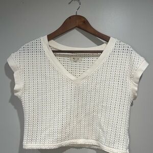 Madewell White Cream Crochet Mesh Crop Top